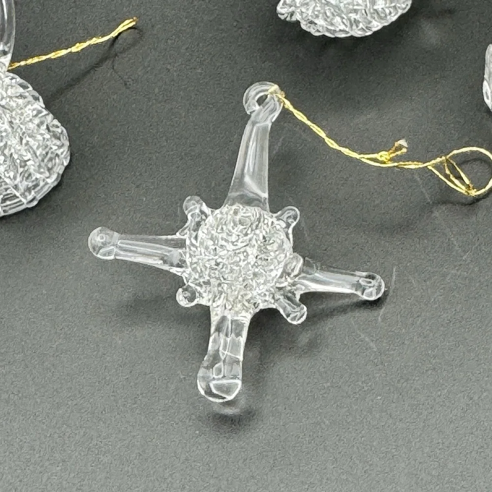 Vintage Spun Glass Christmas Ornaments Set of 5 Angel Bird‎ Star Holiday Decor